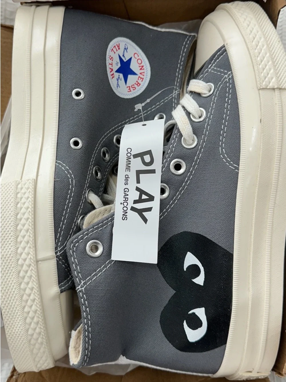 NEW Converse x Commes Des Garcons Chuck Taylor High Gray 8.5 Womens - Picture 5 of 5